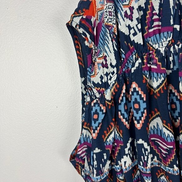 Old Navy Aztec Waist Defined Printed Dolman Sleeve Top Large Blue NWT - Picture 13 of 15